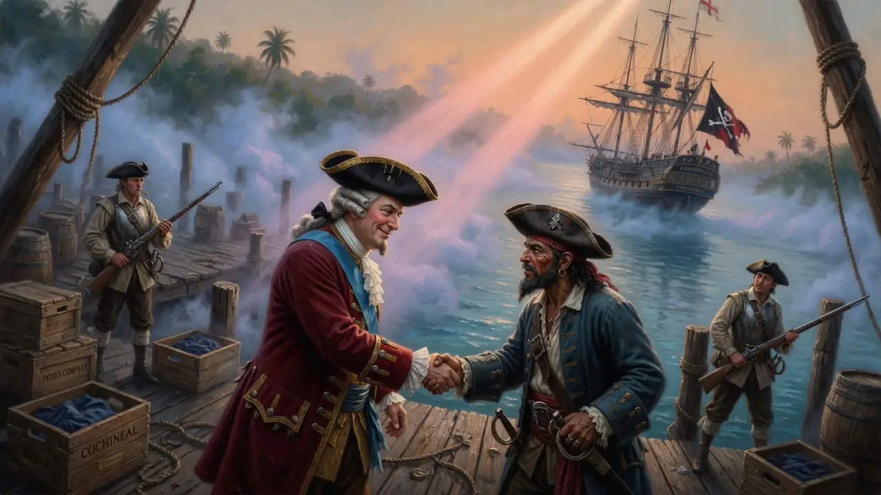 17th Century Caribbean Dock At Dawn