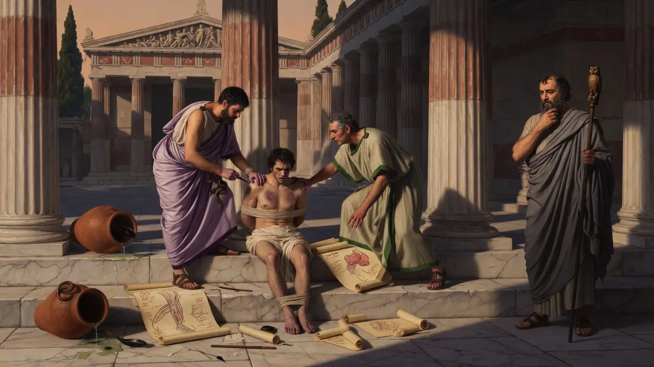 Ancient Greek Marble Courtyard Of A Healing Temple