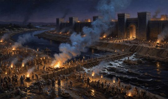 Ancient Persian engineers diverting the Euphrates