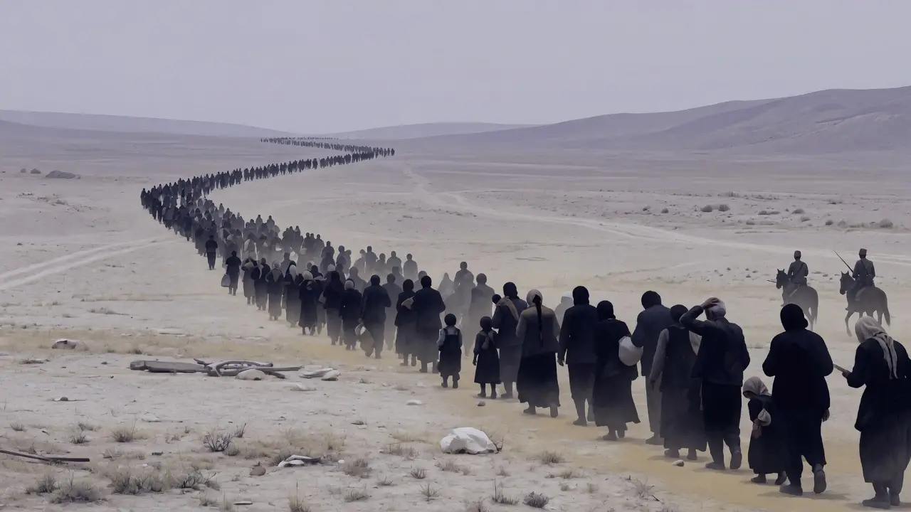 Armenian civilians marching through the desert Armenian Civilians Marching Through The Desert