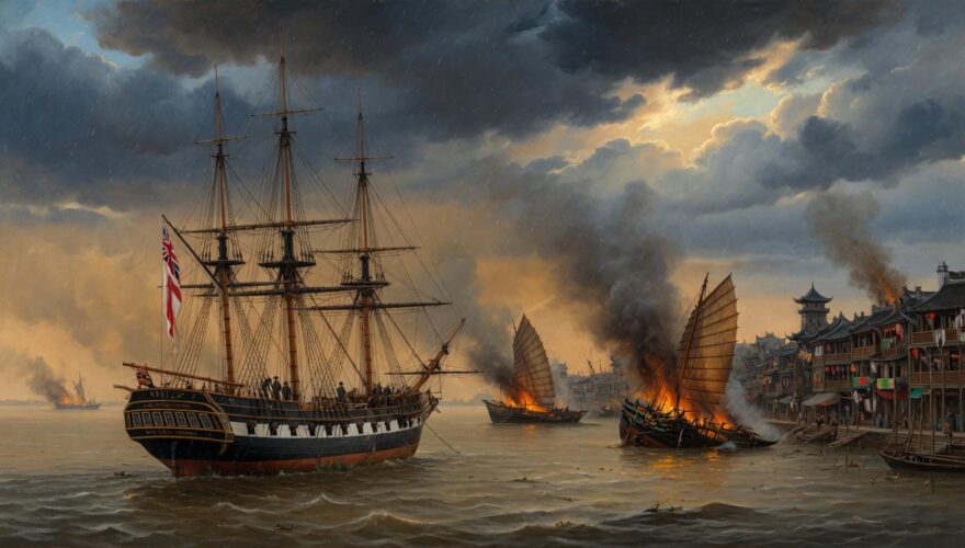 British vessels and traditional Chinese junk How the British Empire Used Opium to Bankrupt Imperial China