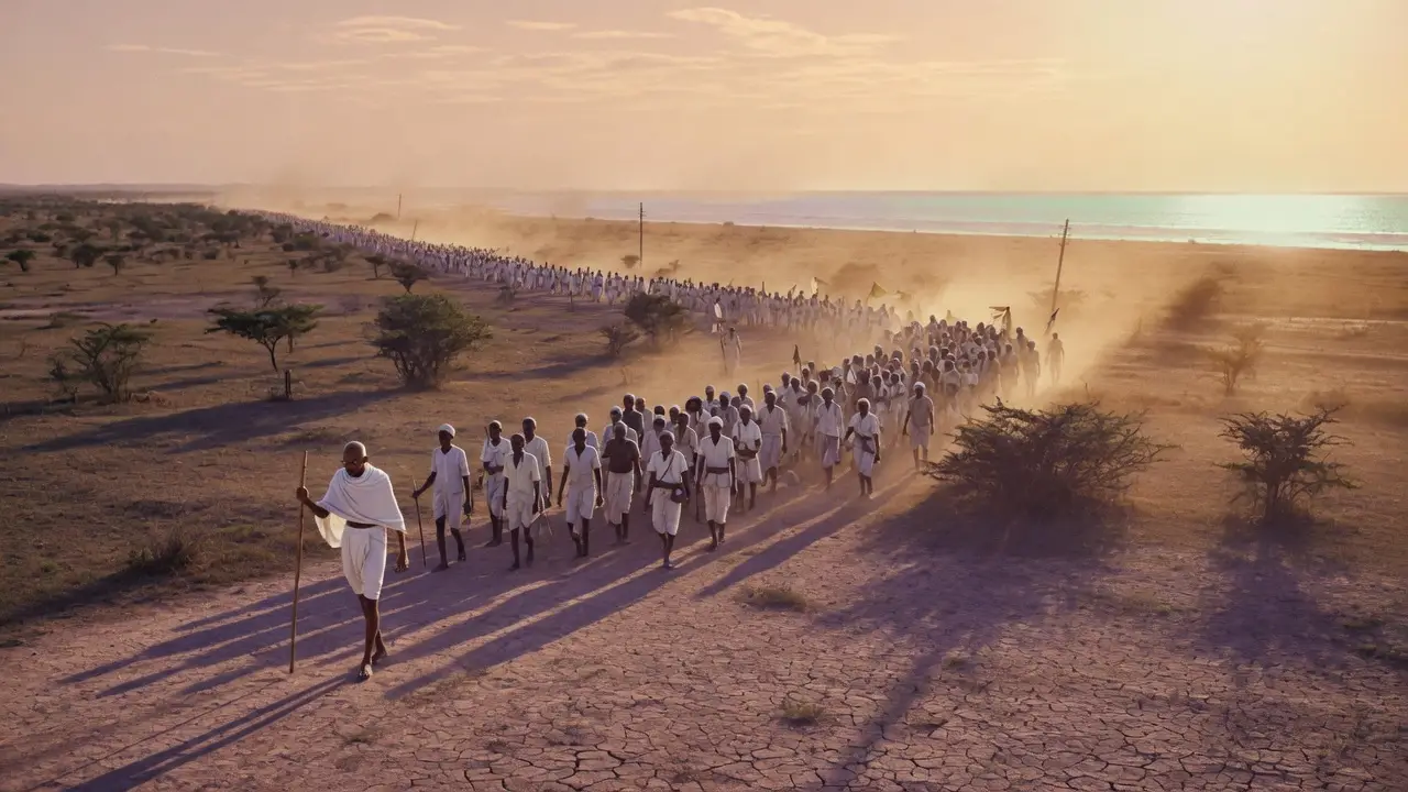 Gandhi leading the Salt March Gandhi leading the Salt March