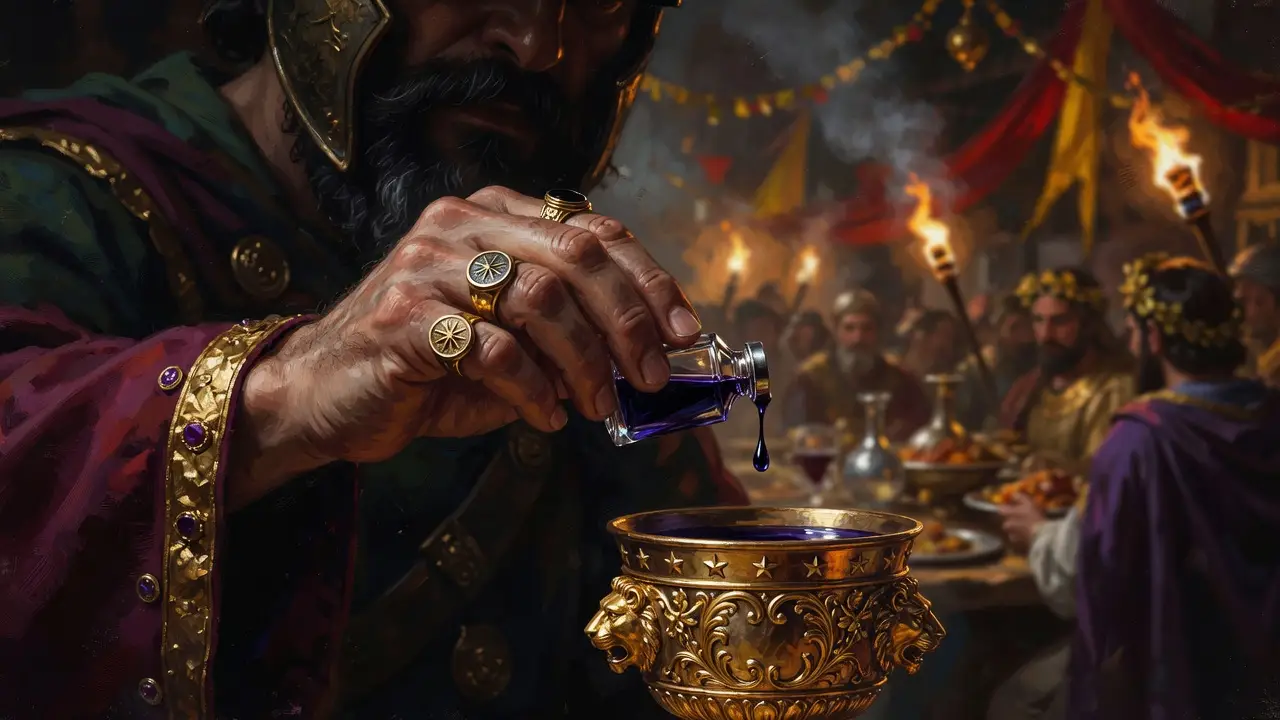 Macedonian General Hand Pouring Something From A Small Vial