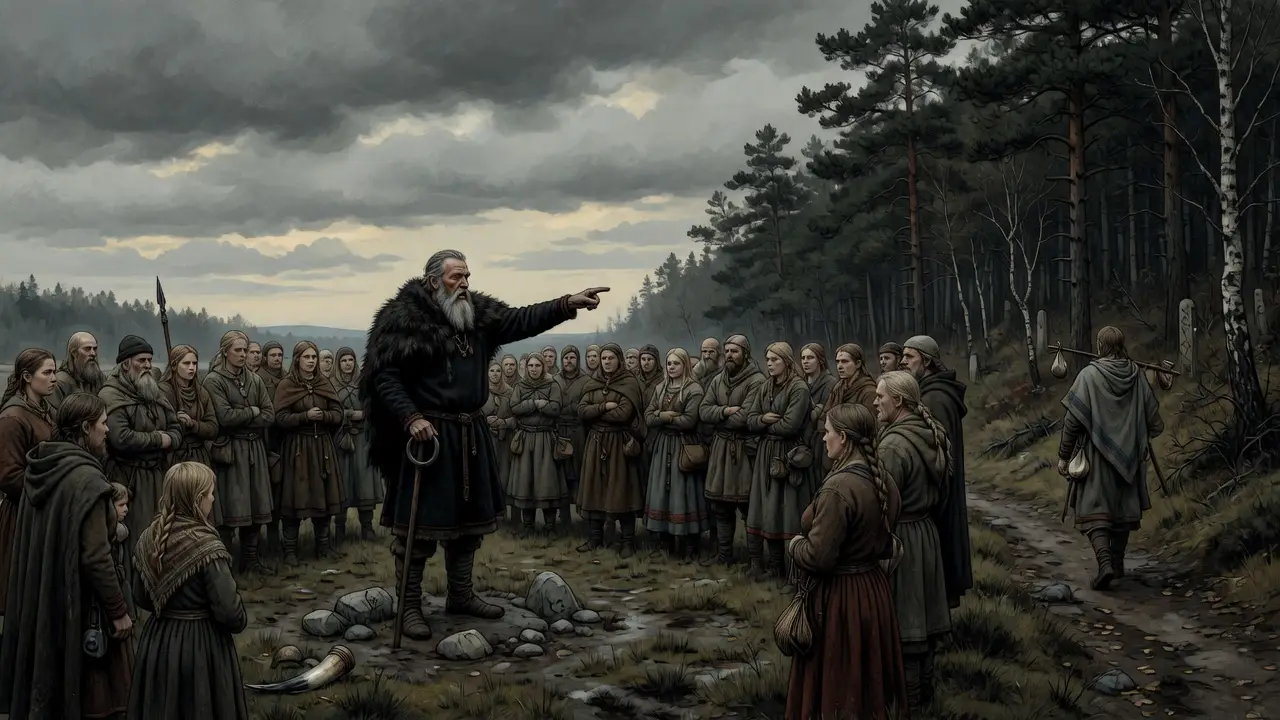 Norse Germanic village assembly outdoors
