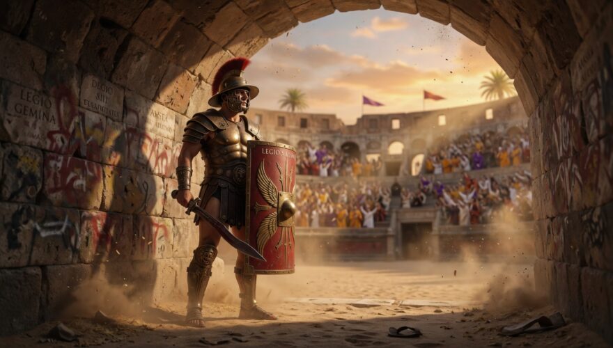 Roman gladiator standing in the tunnel entrance of the Colosseum Gladiators: The Product, The Drama, And The Profit