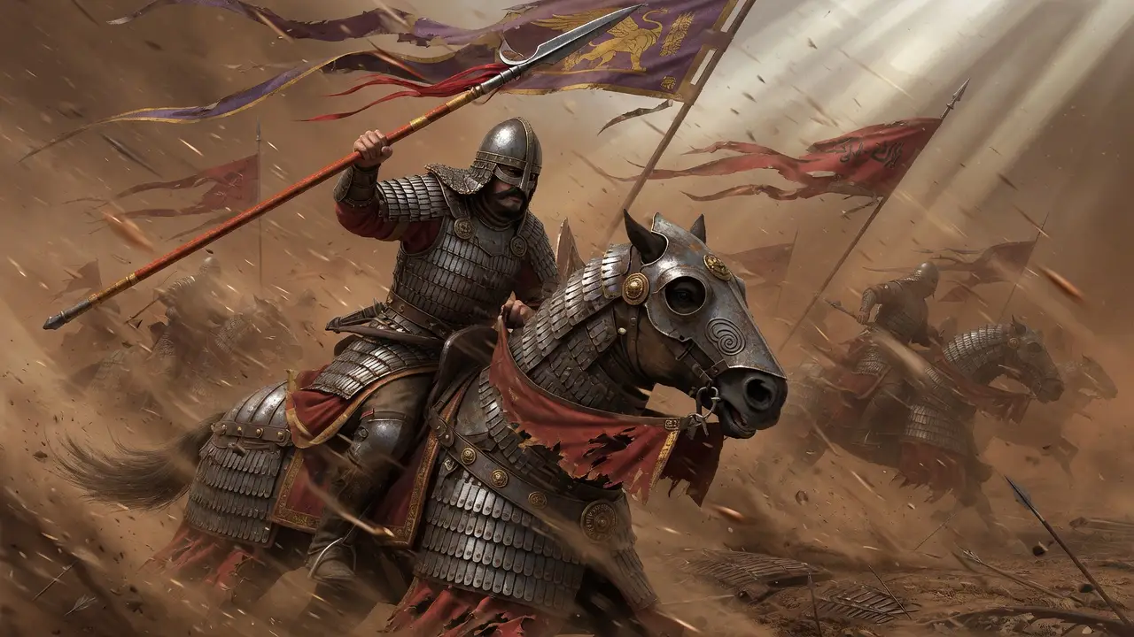 Sassanid Cataphract Warrior On Armored Horse