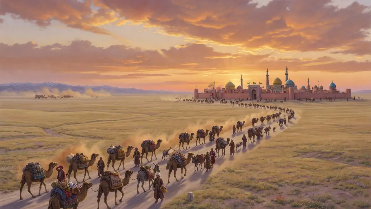 Silk Road caravan Central Asian steppe Silk Road Caravan Central Asian Steppe