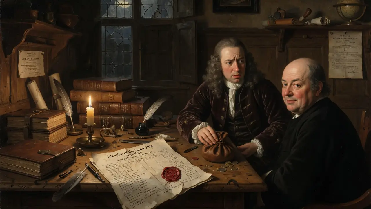 A Dimly Lit 1690s London Counting House