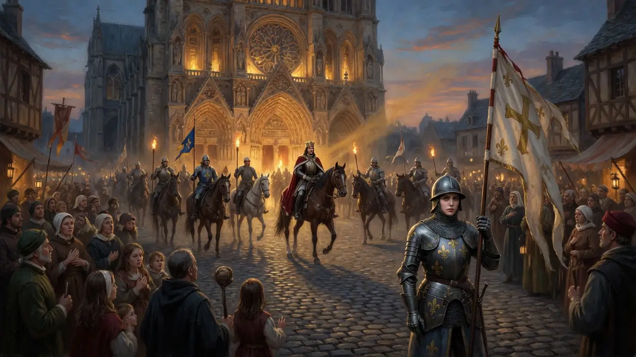 A Medieval City Square At Twilight