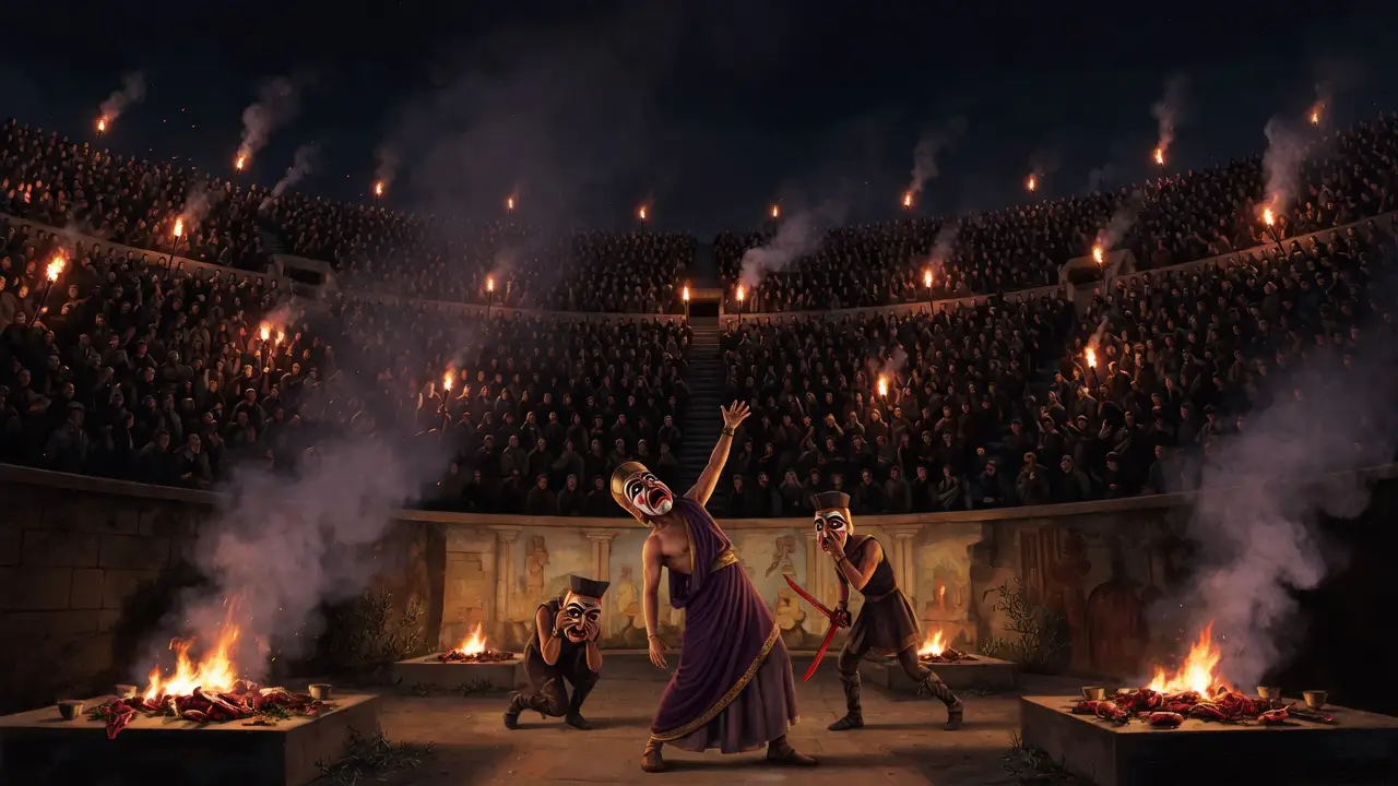 Actors In Ancient Greek Amphitheater