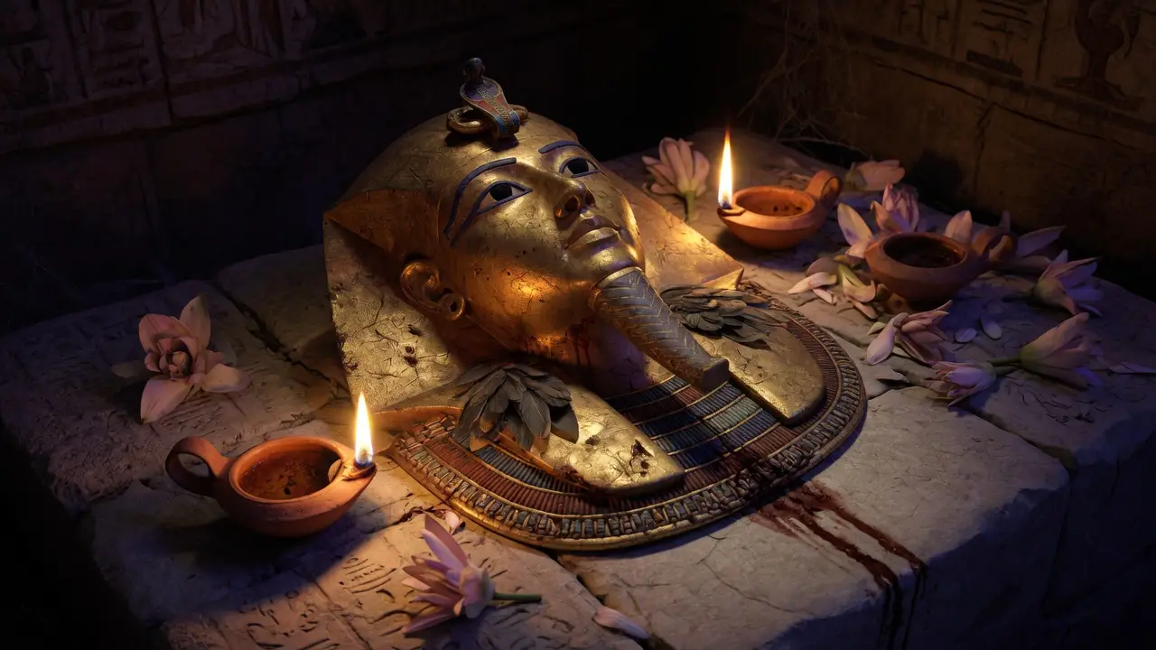 Ancient Egyptian Pharaoh Golden Death Mask