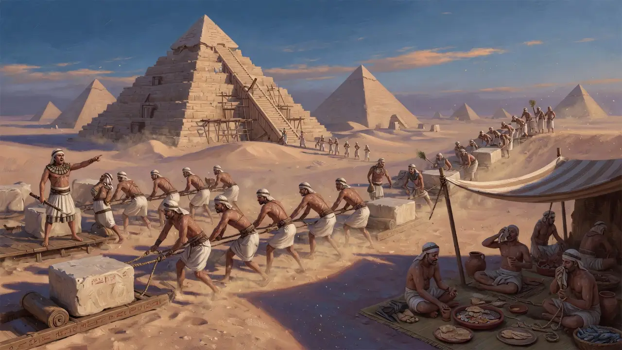 ancient Egyptian workers hauling limestone ancient Egyptian workers hauling limestone