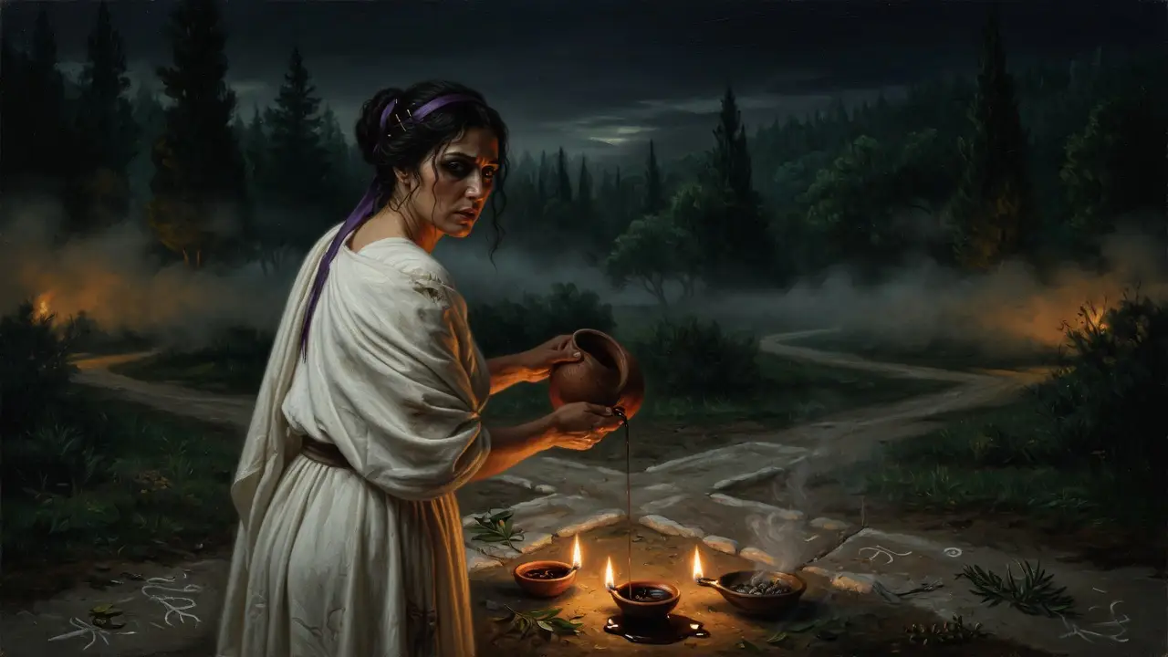 ancient Greek woman in white robes