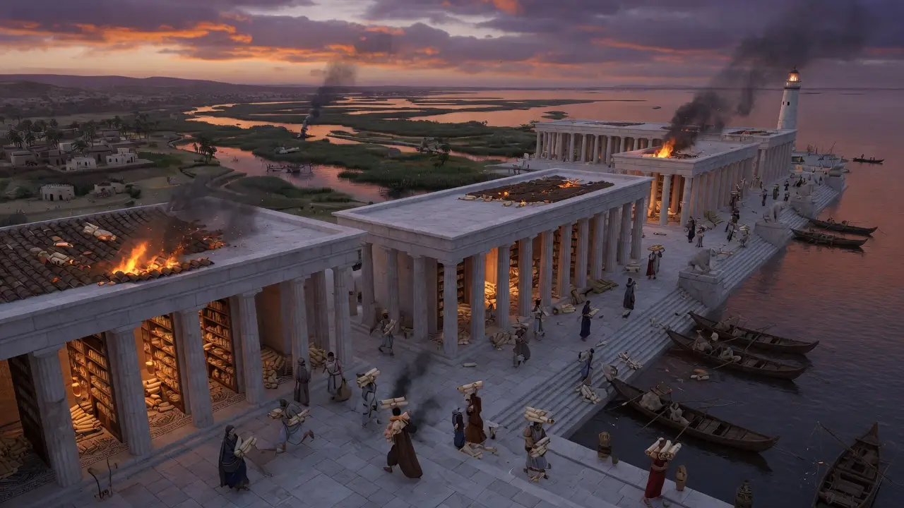 Ancient Library Of Alexandria Burning