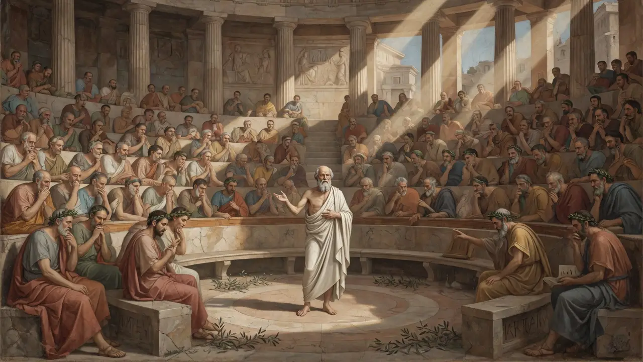 Courtroom Scene In Ancient Athens