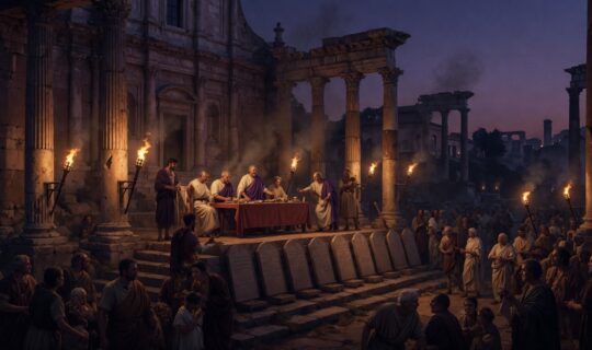 crowd of roman citizens gathered
