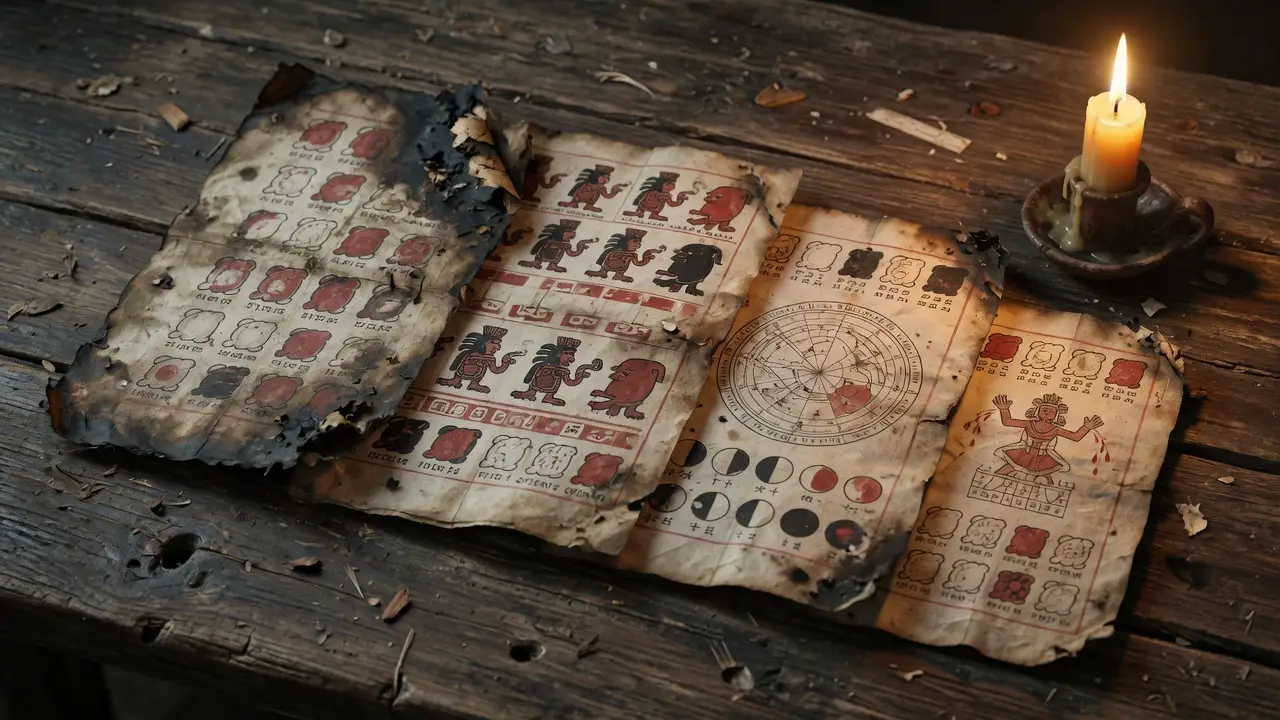 four surviving Mayan codices side by side Four Surviving Mayan Codices Side By Side