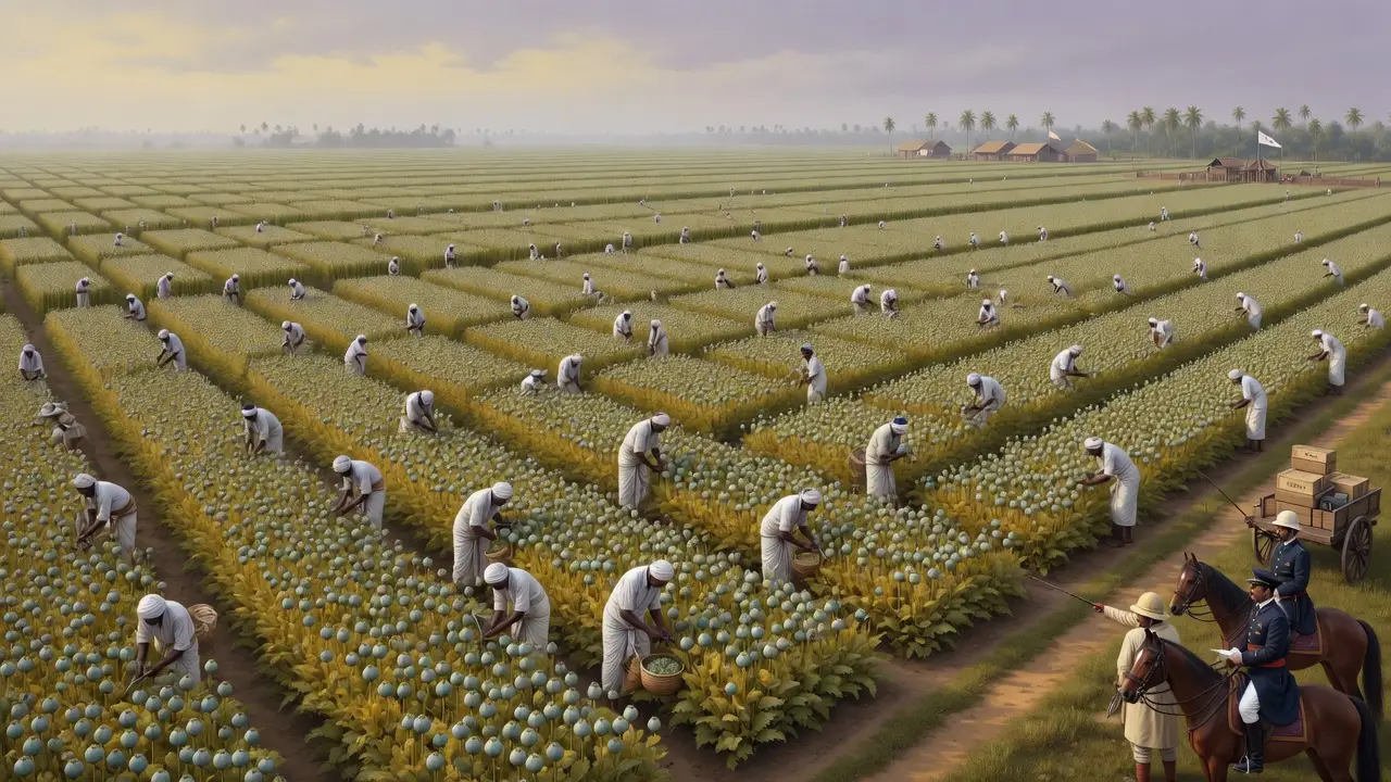 indian workers Bengal opium fields at harvest Indian Workers Bengal Opium Fields At Harvest