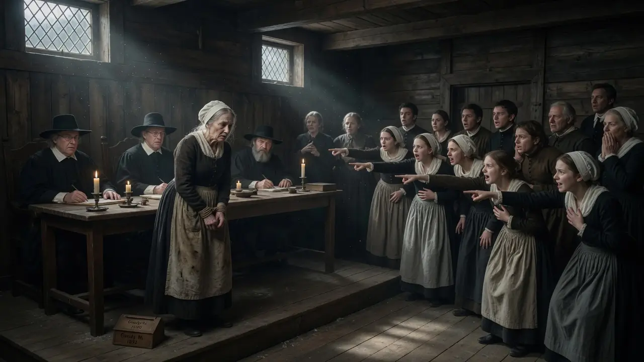 Interior Of A 1692 Puritan Courtroom
