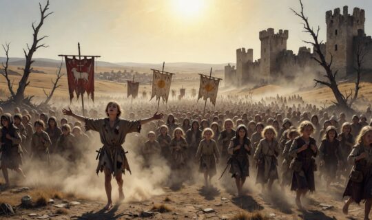medieval children and young peasants marching medieval children and young peasants marching
