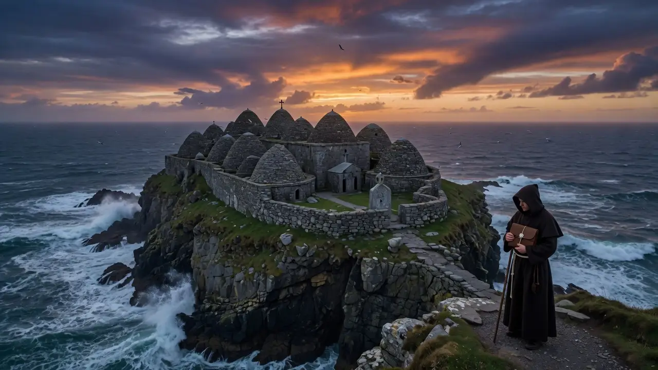 Remote Stone Monastery On An Island