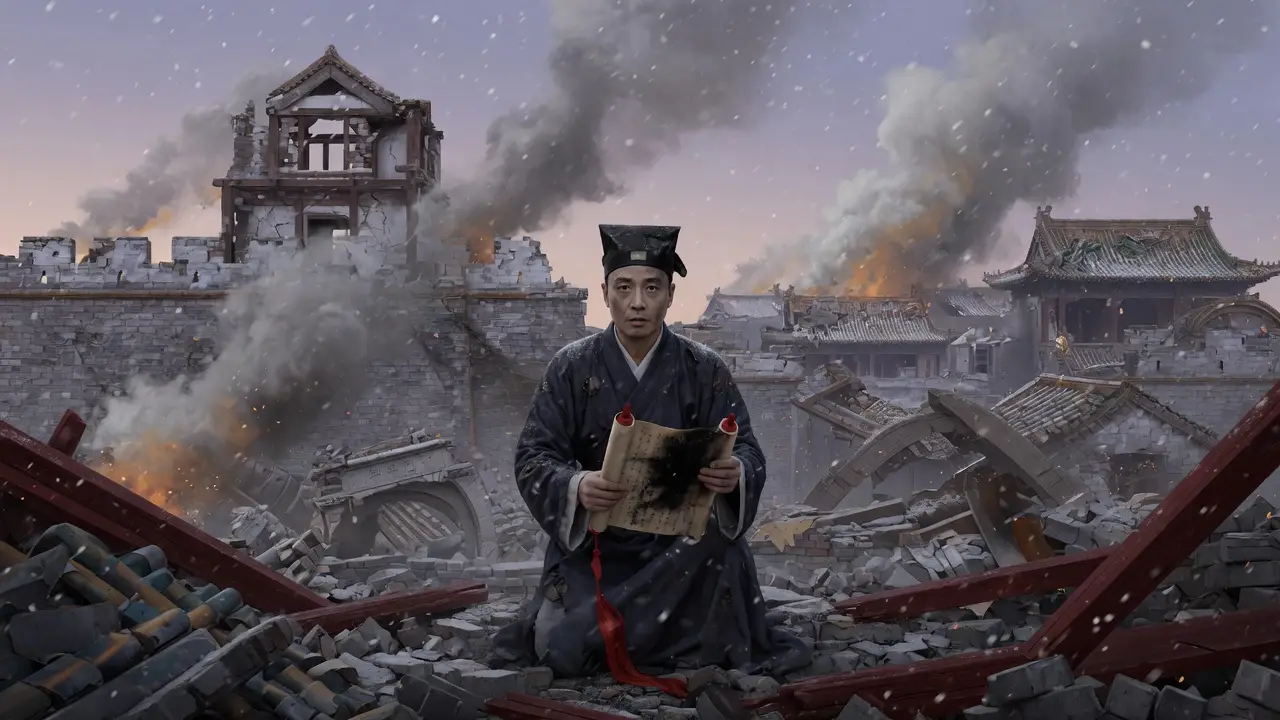 surviving scholar in the ruins of a Ming era city Surviving Scholar In The Ruins Of A Ming Era City