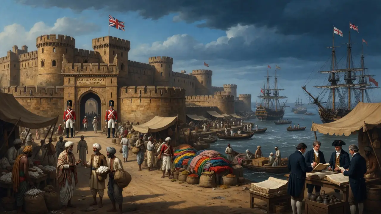 1800s Bengal India trading fort and port