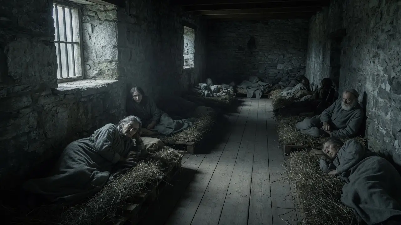 19th-century Irish workhouse dormitory