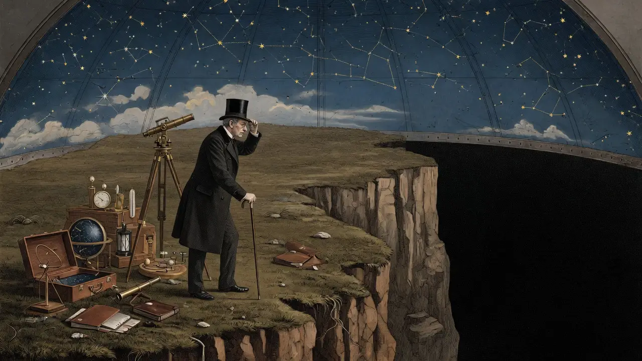 19th-century Victorian gentleman flat earth