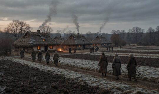 Medieval People in early spring
