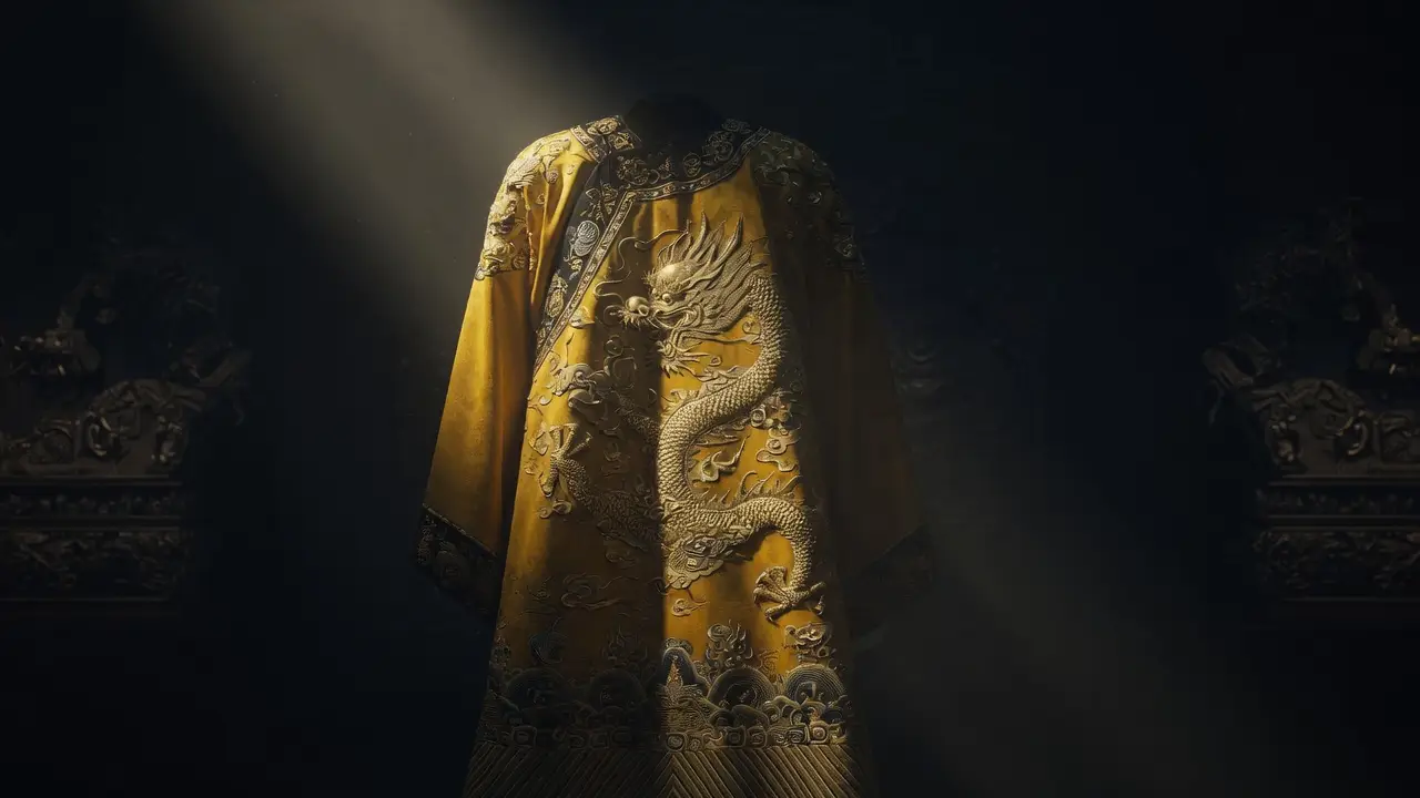 Qing dynasty imperial yellow dragon robe Qing dynasty imperial yellow dragon robe
