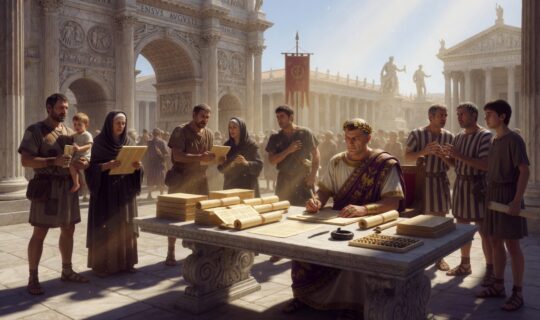 Roman census official in full imperial regalia Roman census official in full imperial regalia