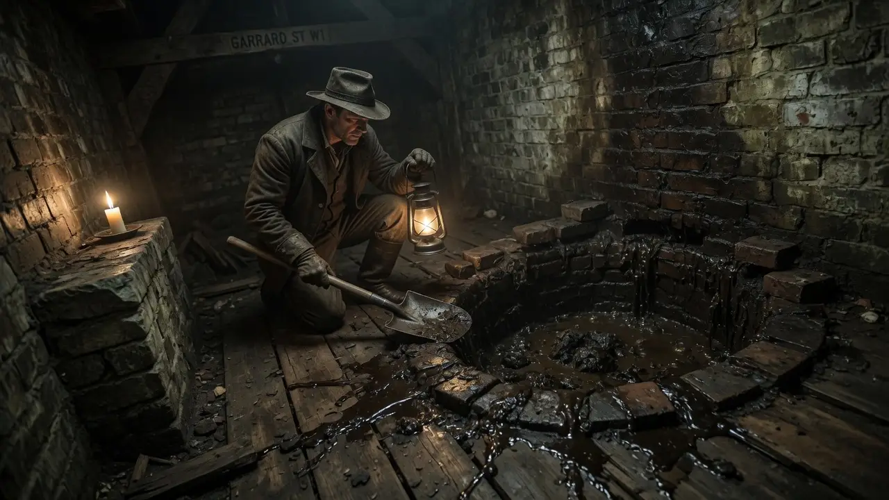 Victorian cellar overflowing cesspool