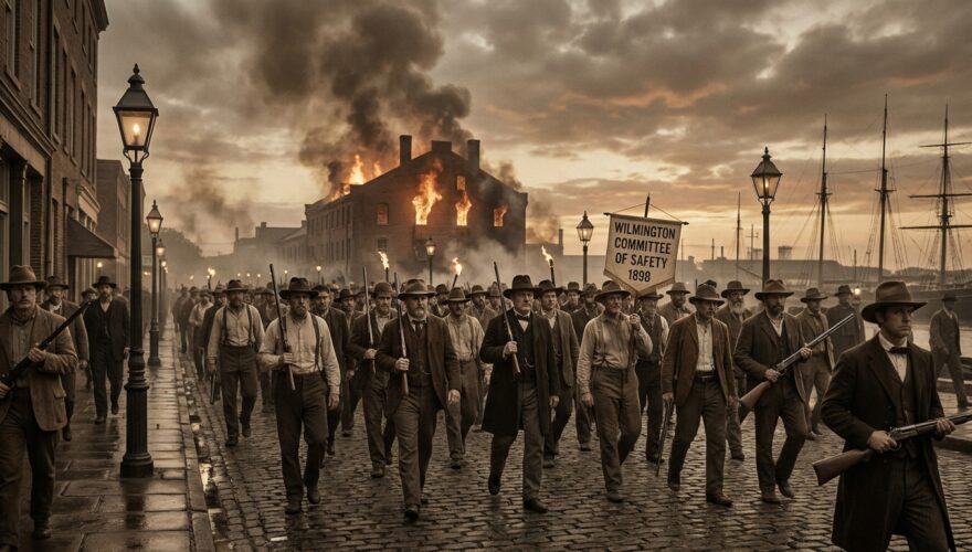Wilmington 1898 Men marching down street Wilmington 1898: When a Mob Took Over a City