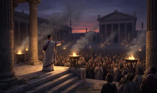 ancient Roman public square crowd