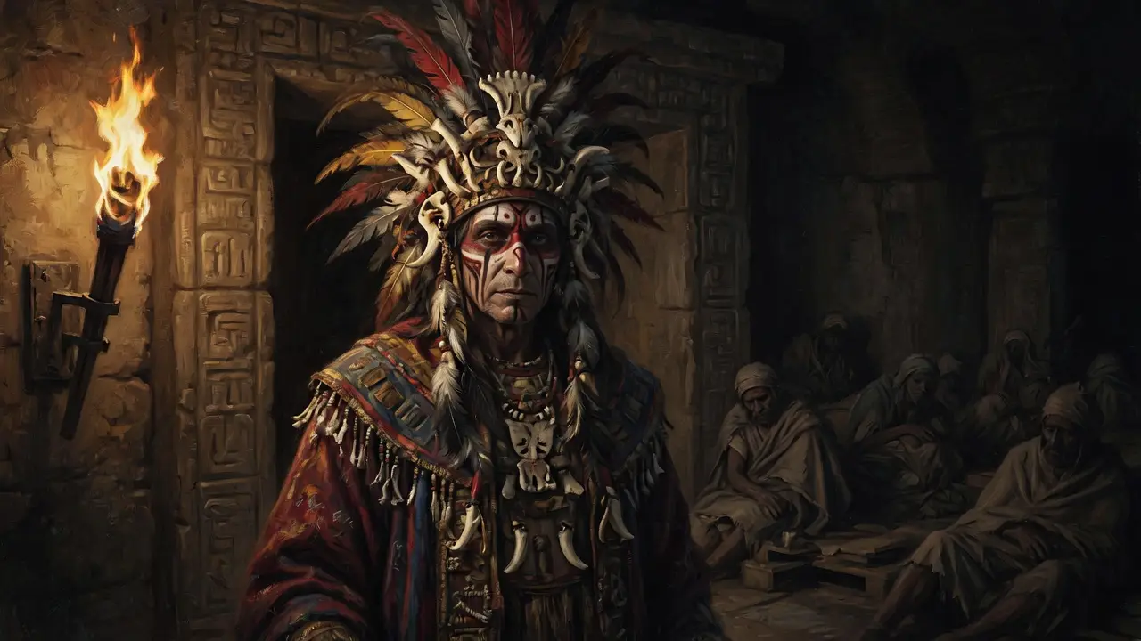 ancient priest-physician before healing ritual