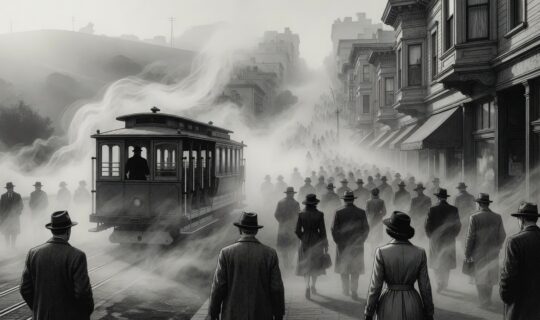 crowded San Francisco street morning