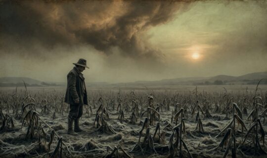 desolate 18th century farm field