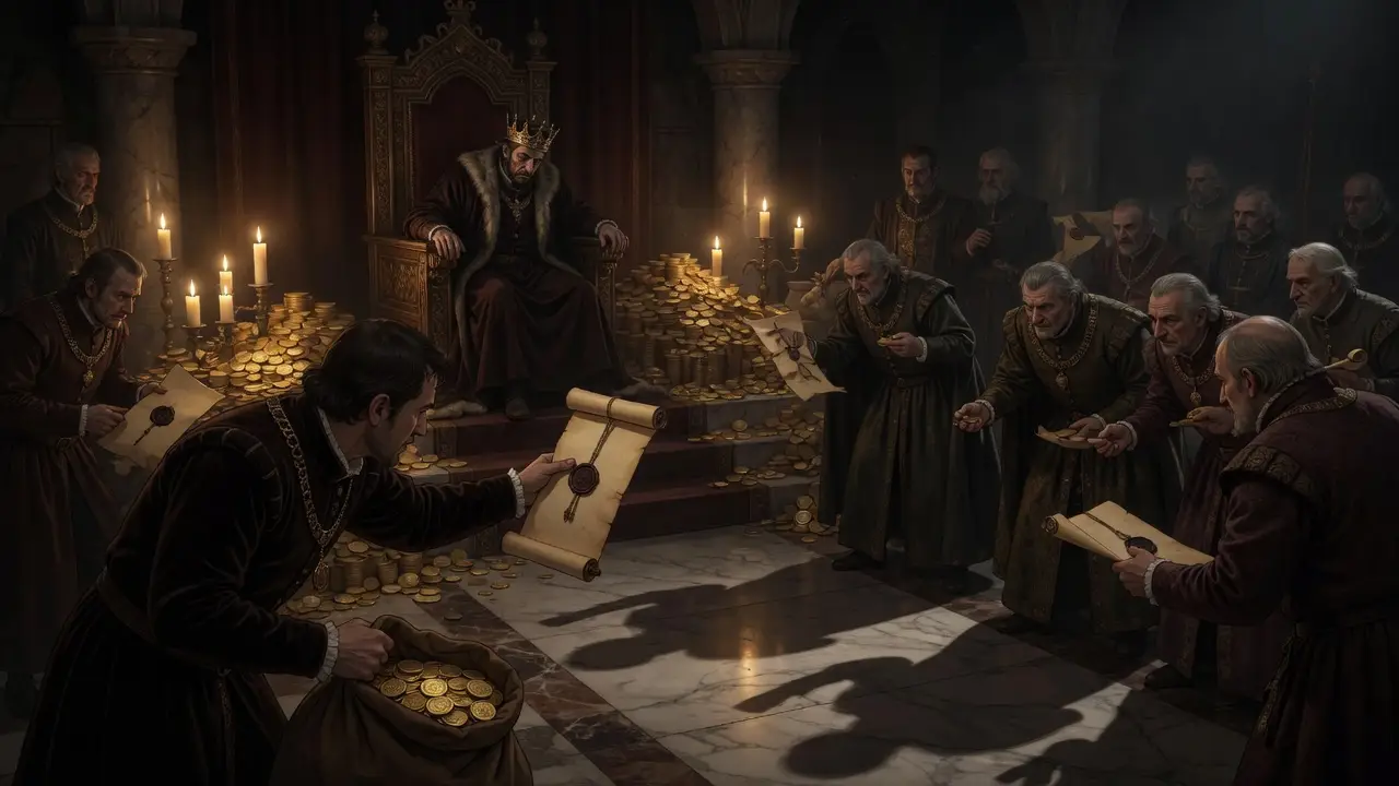 desperate king inside royal treasury