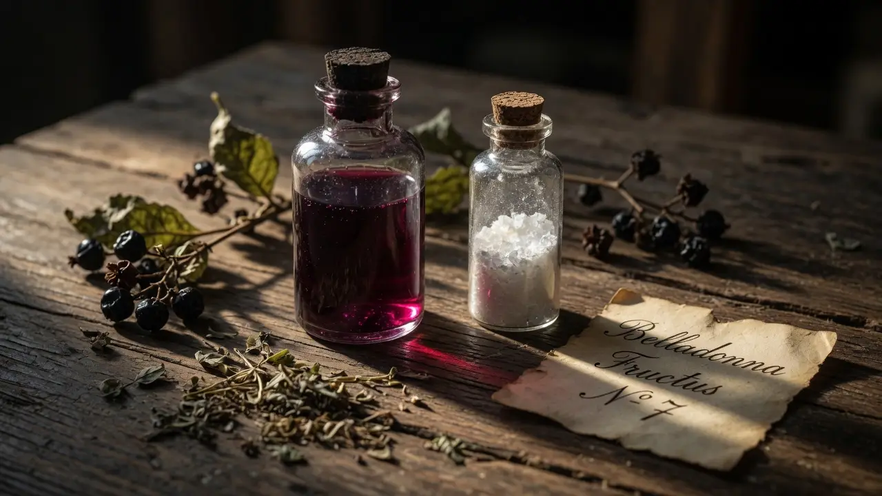 glass apothecary vials with poison