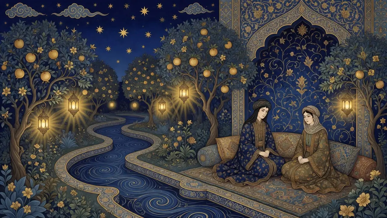 pesian hidden garden at night persian hidden garden at night