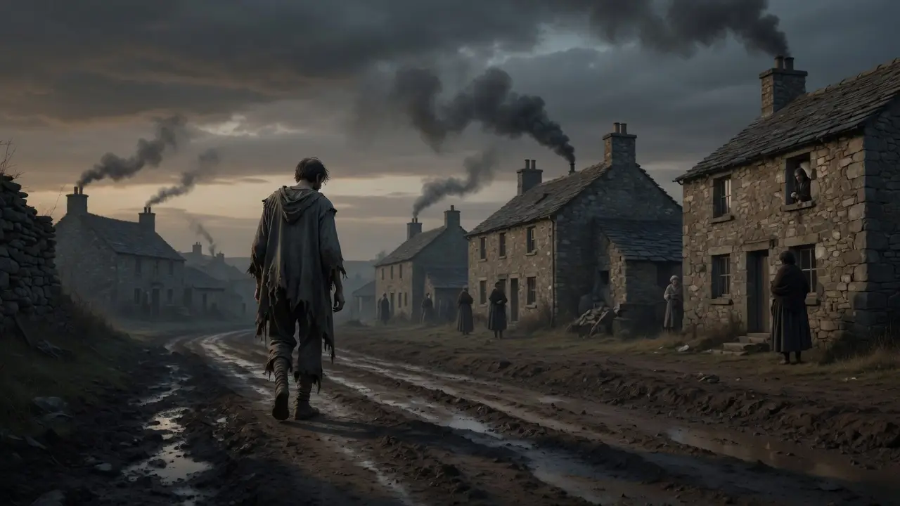 soul eater walking down muddy rural lane soul eater walking down muddy rural lane
