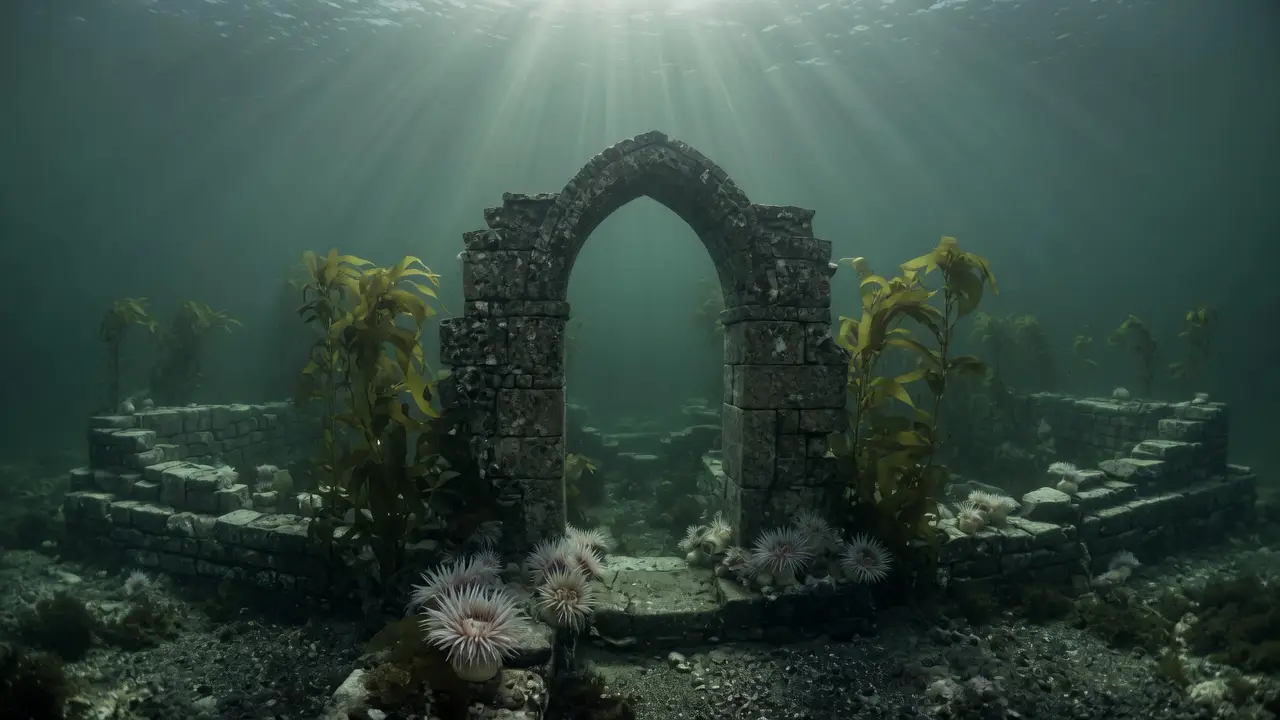 submerged medieval stone church submerged medieval stone church