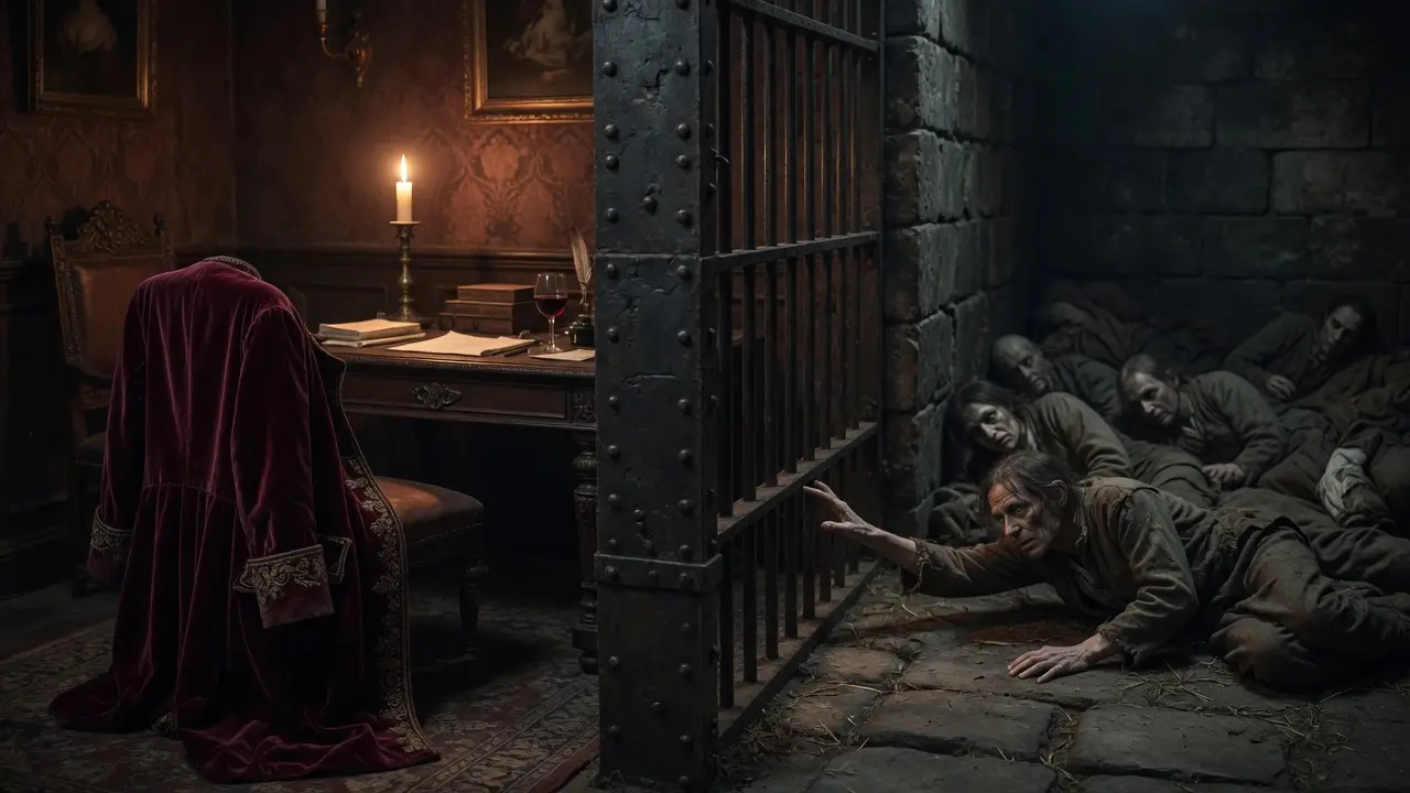two scenes same 18th-century English prison