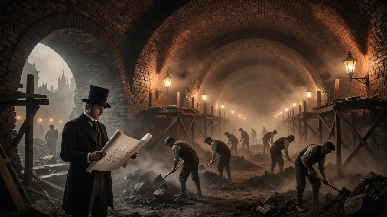 underground brick tunnel Victorian London