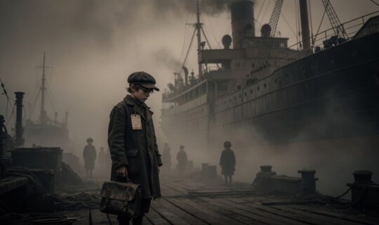 young boy on dock going to orphanage