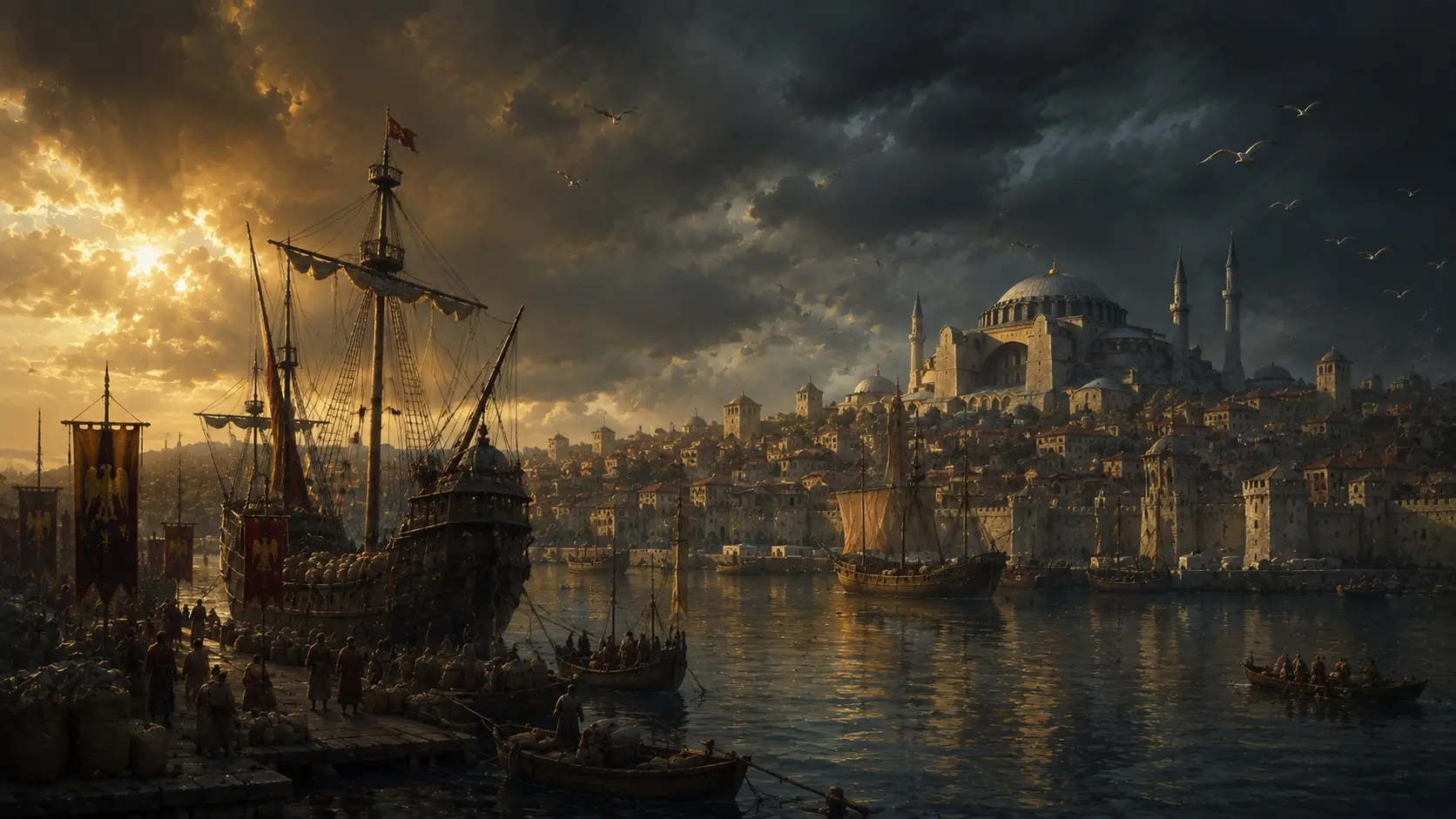 Constantinople harbor at dawn Constantinople harbor at dawn